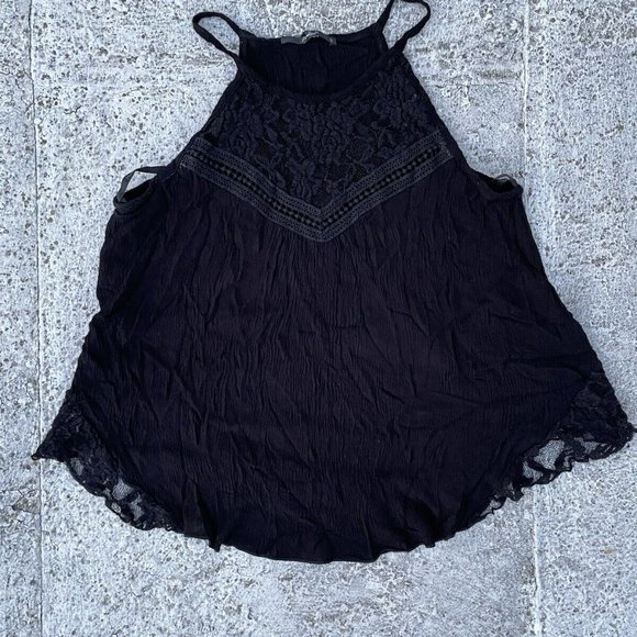 Papaya Tops - Papaya Women Top Black Blouse Tank Top Laces Size S